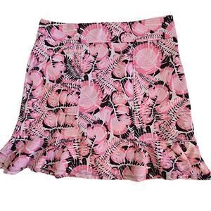 Beth Depass Womens Pull On Pink Black Flippy Golf Skort Large